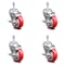 Service Caster 4 Inch Red Polyurethane Swivel 3/8 Inch Threaded Stem Caster Set with Brake SCC-TS20S414-PPUB-RED-TLB-381615-4 - alternate 1